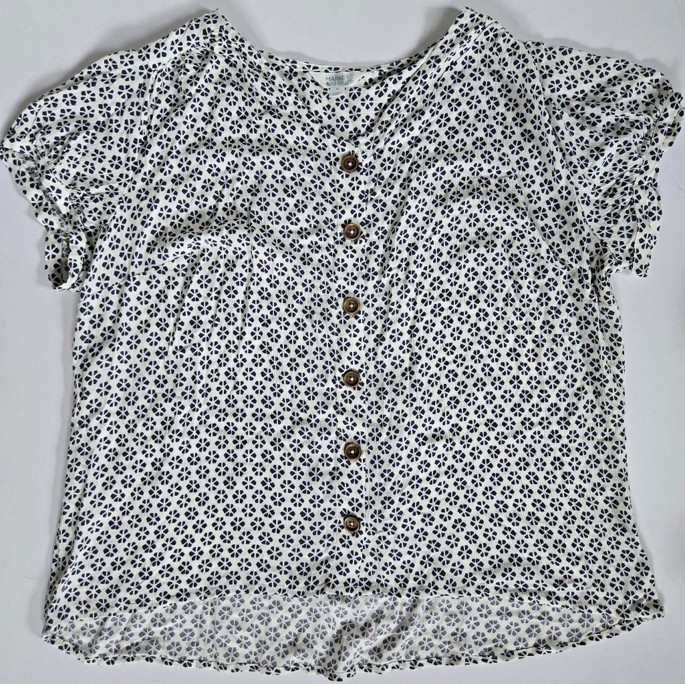 Market and Spruce Zoa button down short sleeve floral printed top sz 1X